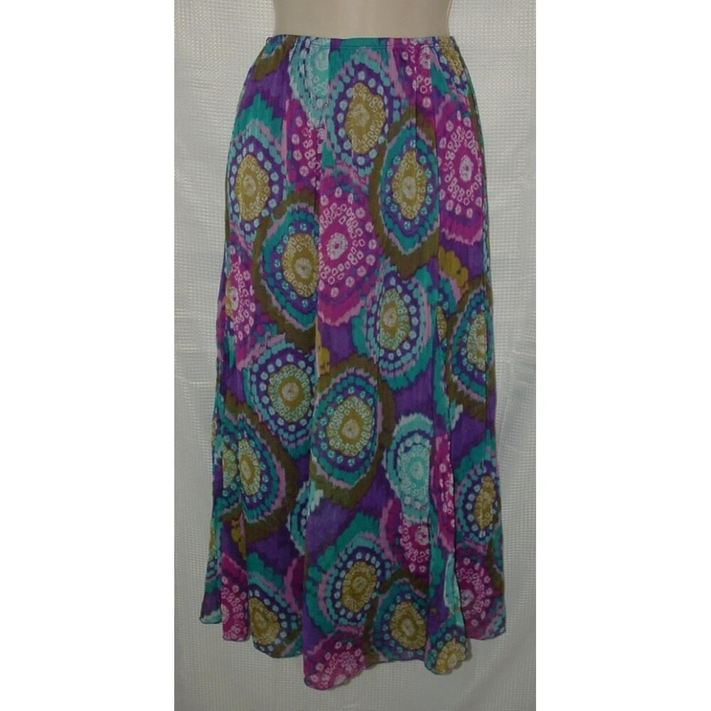 LIKE NEW Colorful Sz 8 Petite Casual or Dress Elastic Waist Lined Skirt RUBY RD